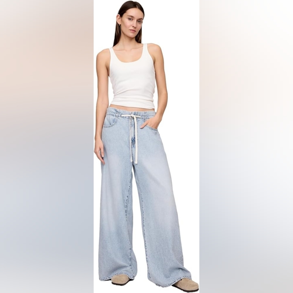 Gap High Rise SuperLight Pull-On Baggy Jeans Light Wash - Picture 2 of 4